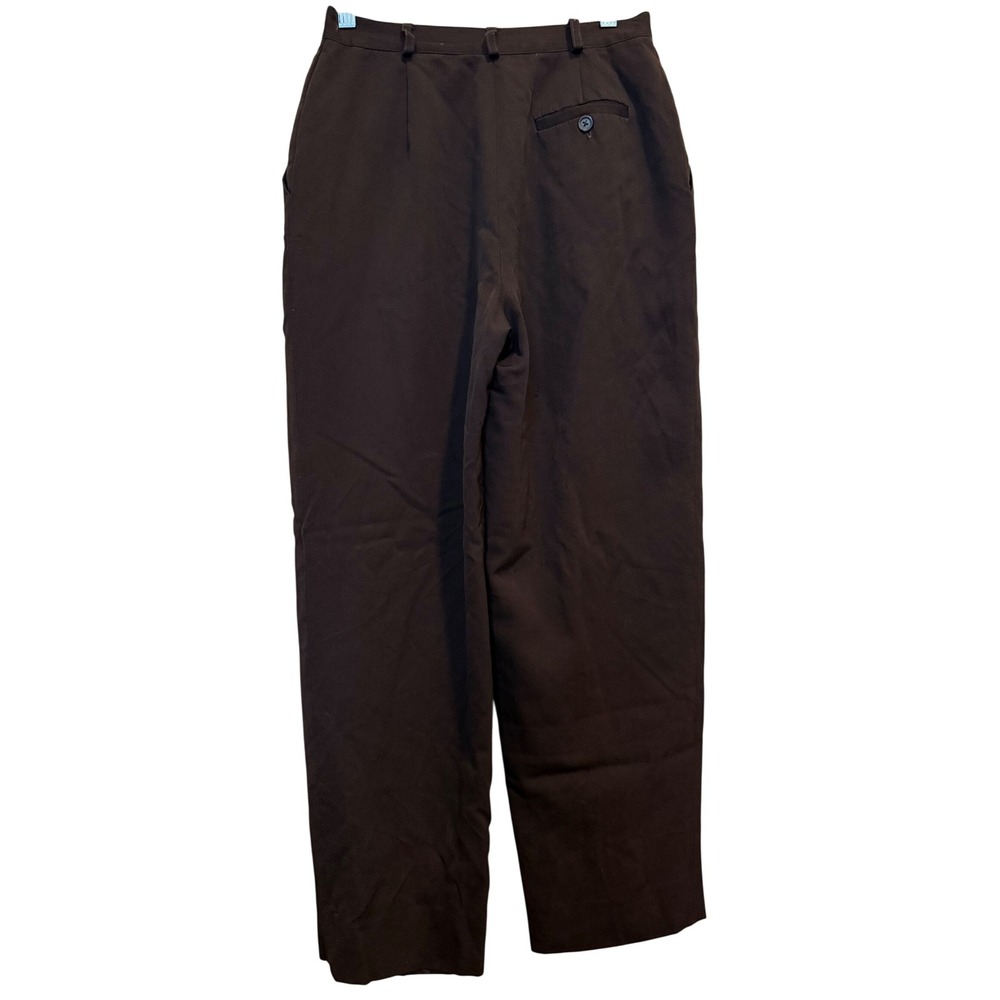 Lauren Ralph Lauren Chocolate Brown 100% Wool Pleated Pants 8 Petite High Rise - Picture 5 of 11